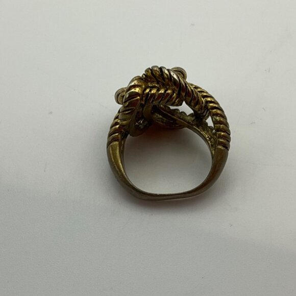 Vintage Knotted Rope Nautical Coastal Ring Antique Gold Tone Sz 6.5 - Picture 4 of 8